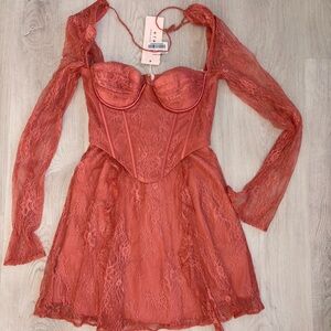Oh Polly Terracotta Lace Dress